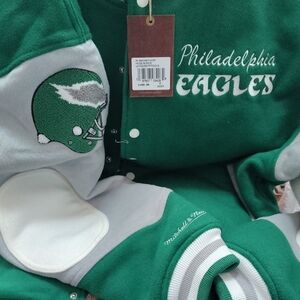 Mitchell & Ness Green and Gray Philadelphia Eagles Varsity Jacket